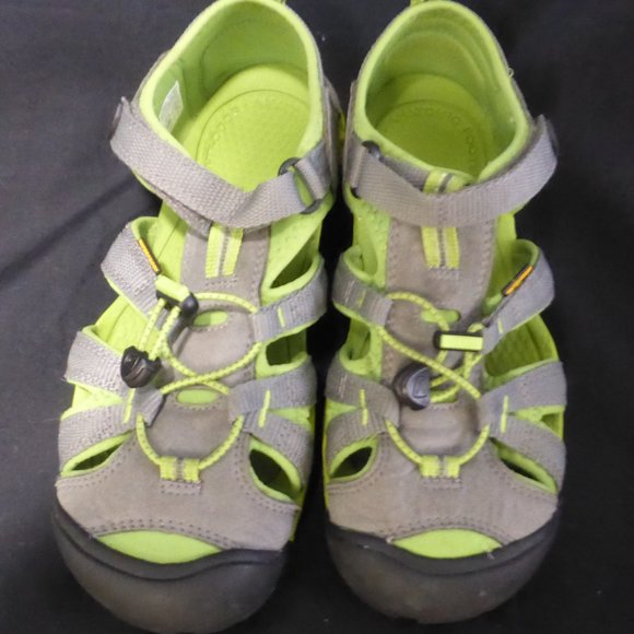 KEEN boy's grey and green sandals. Velcro strap
